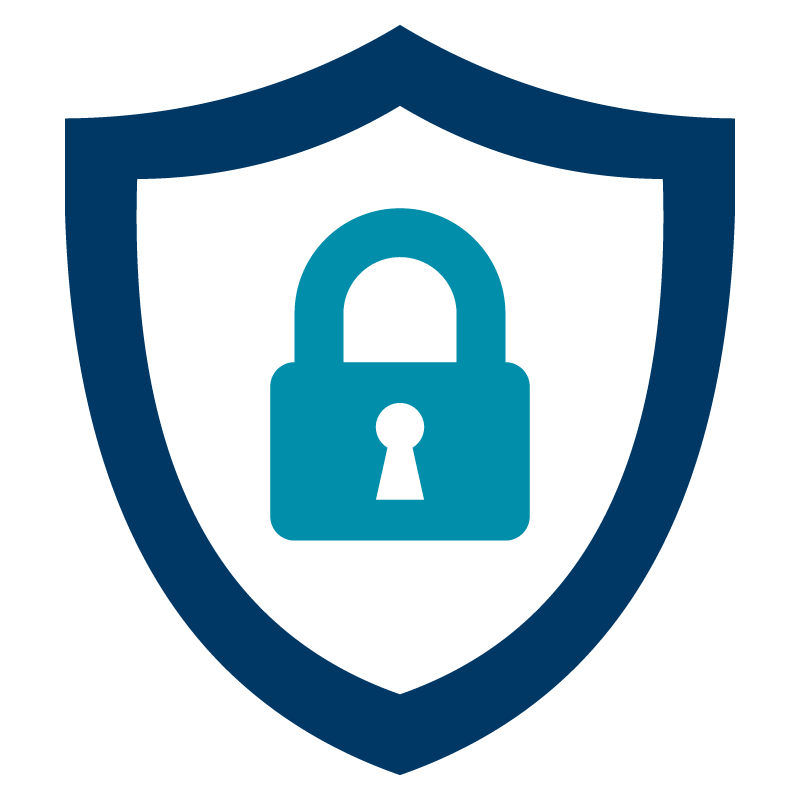 Icon of a shield with a lock in the middle of it