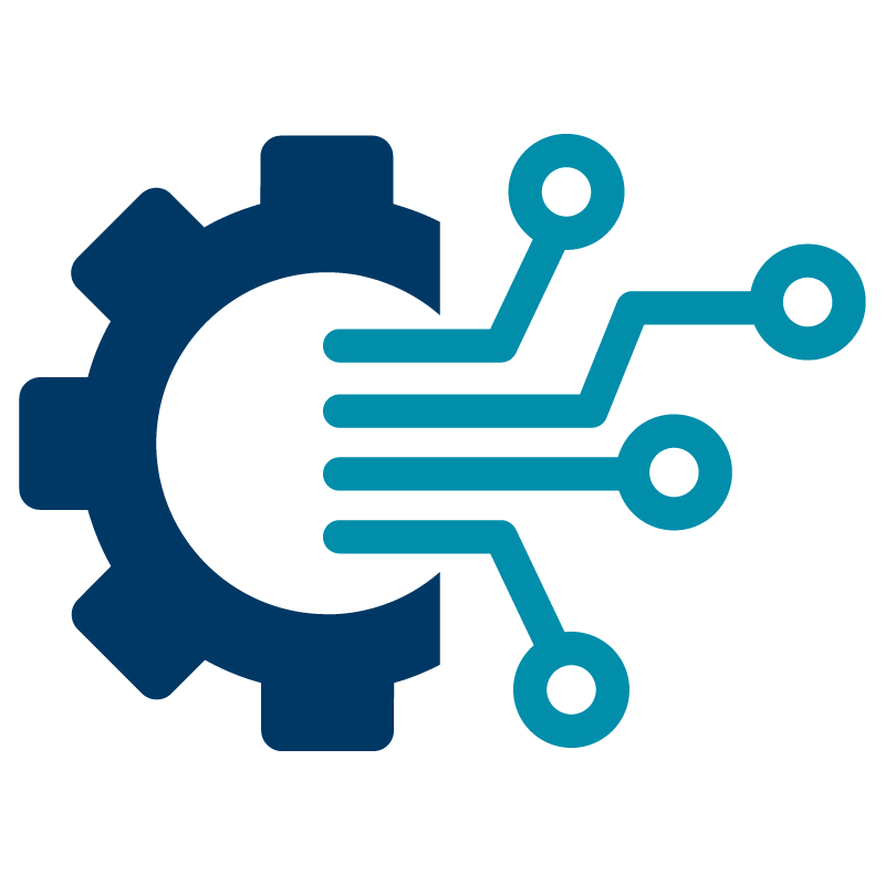 Gear icons with circuit board lines
