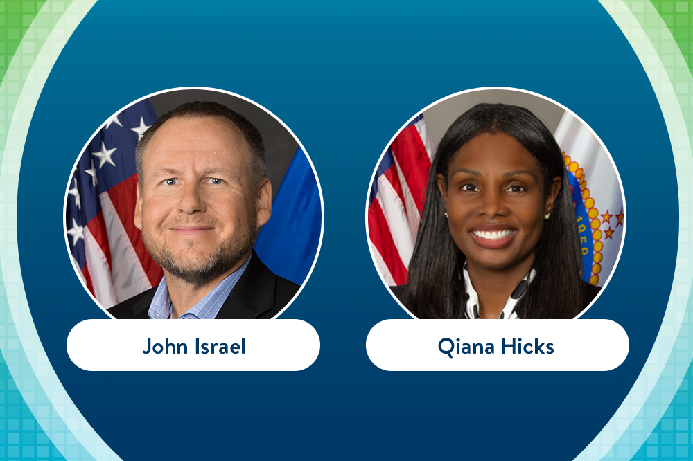 Side-by-side headshots of John Israel and Qiana Hicks