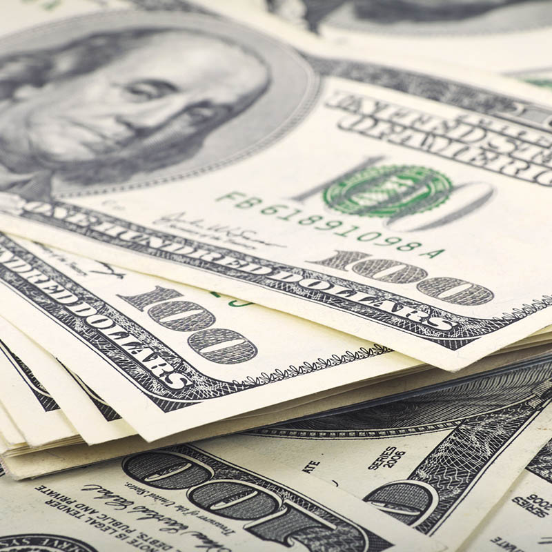 Several one hundred dollar bills.