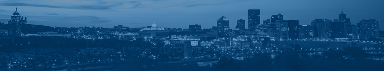 A photograph of the Saint Paul skyline at dusk
